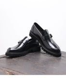 British style loafers men's casual shiny leather thick sole