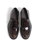 British style loafers men's casual shiny leather thick sole