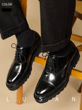 Men's leather lace-up shoes British style