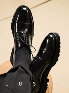 Men's leather lace-up shoes British style