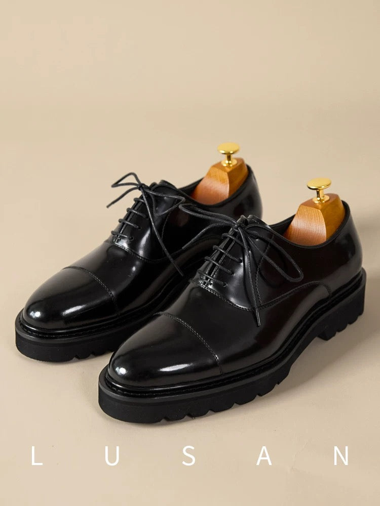 Men's leather lace-up shoes British style