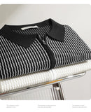 POLO shirt short sleeve contrast half zipper