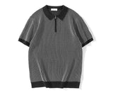 POLO shirt short sleeve contrast half zipper