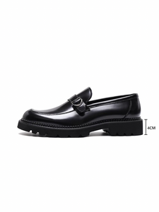 British style loafers men's casual shiny leather thick sole